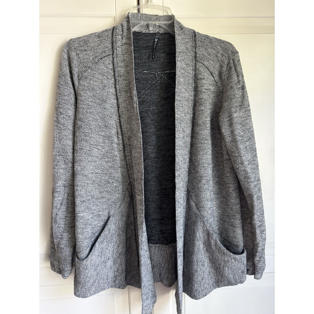 Kuhl Nova Wrap Gray Wool Blend Open Front Raw Seam Cardigan Sweater Small
